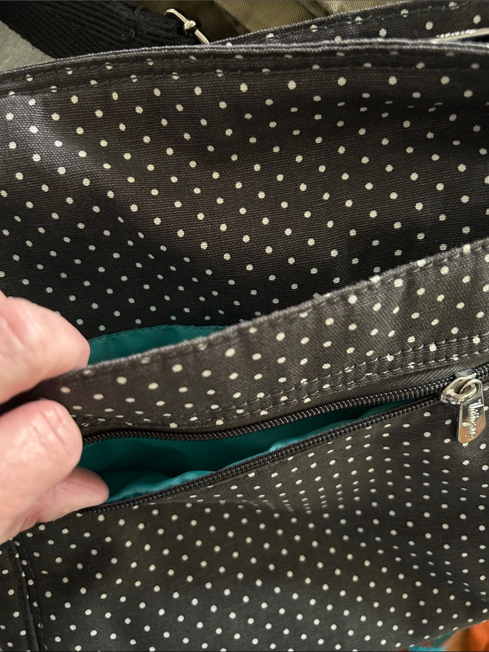 thirty-one Black with White Polka Dot Crossbody Bag - Picture 3 of 3